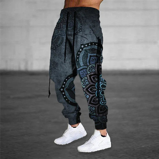 Herren-Sporthose mit Kordelzug, 3D-Druckmuster, bequem, atmungsaktiv, geeignet für Outdoor, Freizeit, Alltag, Streetwear
