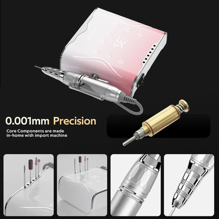 Professional Nail Drill Machine 35000 RPM Electric Sander Three Preset Modes Metal Manicure Machine for Nails Art Nail Equipment