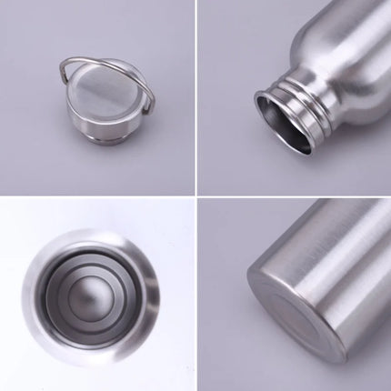 500/750/1000ml Stainless Steel Water Bottle Single Wall Large Capacity Big Mouth Vacuum Flasks with Lid Cycling Drinkware Sports
