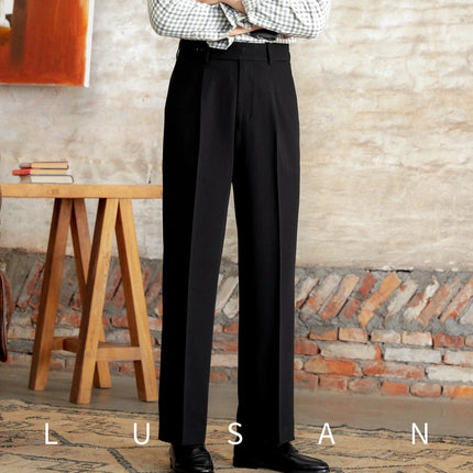 Italian Casual Wide-leg Trousers British High Waist Loose Straight-leg Trousers Gentleman's Non-ironing Long Pants Trendy Men