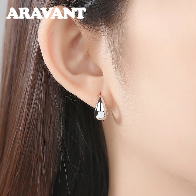 ARAVANT 925 Silver 14mm 18K Gold Egg Hoop Earring For Women Fashion Jewelry - product image 2