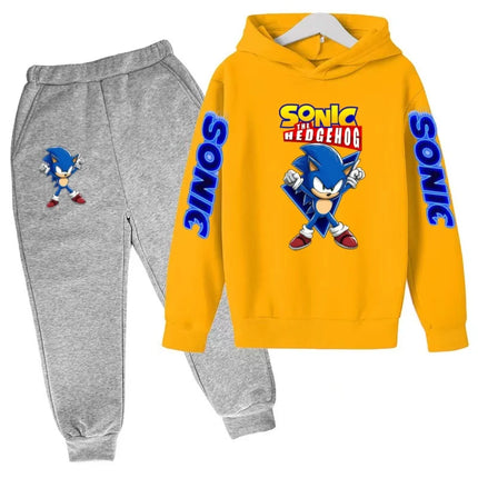 Kids New Supersonic Clothing Jogging Blue Sweatshirt Top Coat+Pants Two-piece Hoodie Boys Girls3-12Yrs Clothes Casual Sports Set