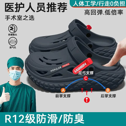 Operating room hole shoes men's 2026 summer new non-slip deodorant arch support wear wear wear cool slippers men