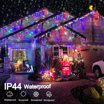 6.5200LED/20M480LED Icicle String Lights Christmas 40Drops 8 Modes, Plug in Curtain Waterproof for Holiday Wedding Party Garden