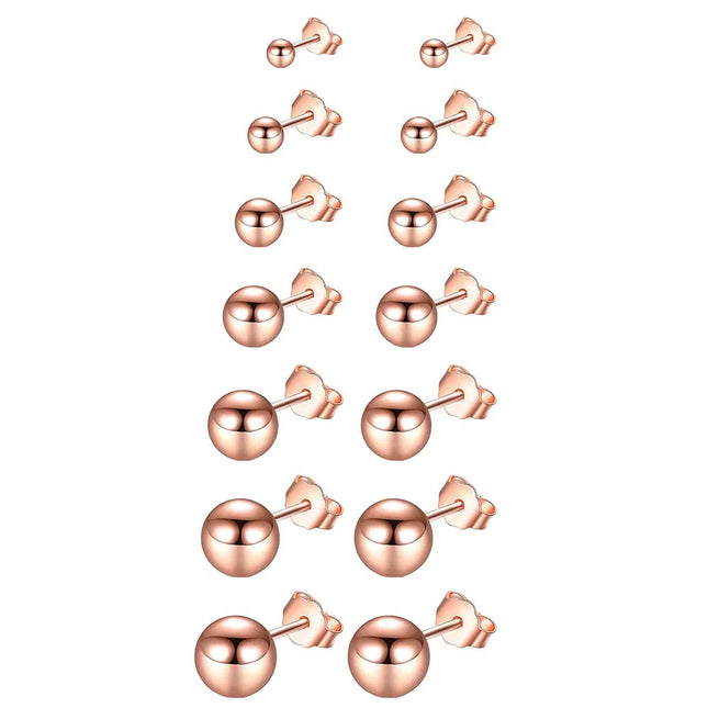 1 Pair Hypoallergenic Stainless Steel Ball Stud Earrings for Men and Women Silver Rose Ball Studs Size - product image 7