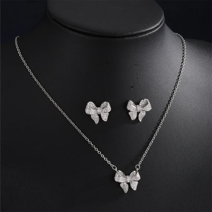 Classic Sweet Cute Bowknot Crystal Zircon Stud Earrings For Women Romantic Trend Delicate Wedding Party Jewelry Accessories