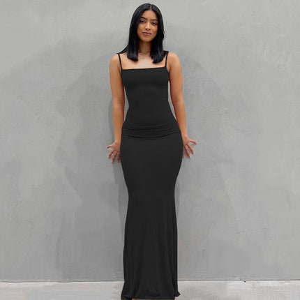 Y2K summer casual style Japanese and Korean casual women's suspender style collarless dress dress