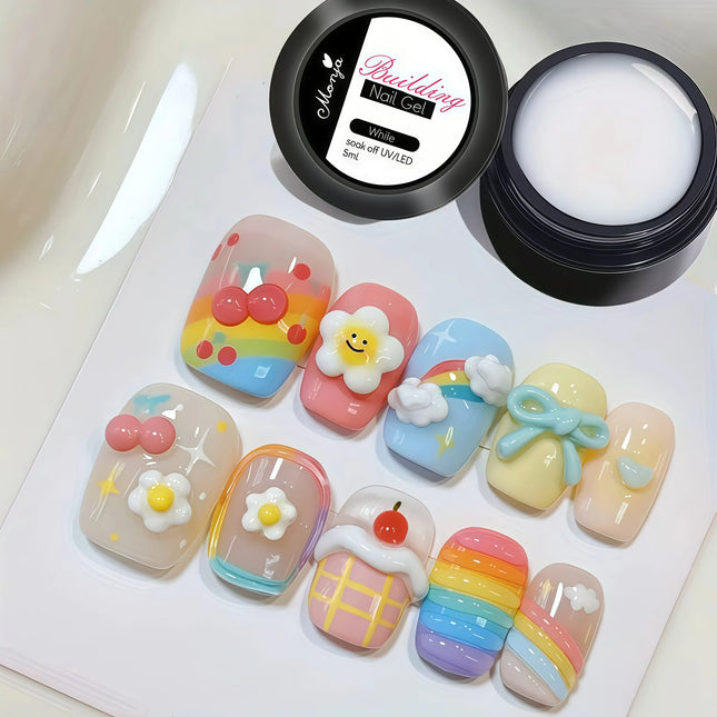 Gel de uñas 3D, superposición dura, no pegajosa y de larga duración, crea formas 3D de lazos, letras geométricas, calidad de salón, soluble sin residuos