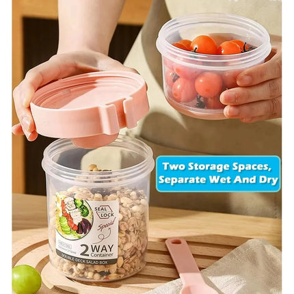 Portable Salad Cup Breakfast Cup Food Stratification Yogurt Cereal Oatmeal Snacks Parfait Containers Fruit Box Cup With Lid Fork
