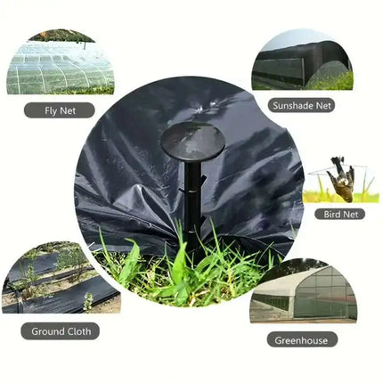 Diagram of a stake in use with five agricultural application icons