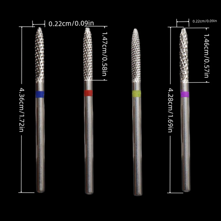 4PCS Rocket-Shaped Steel Nail Drill Bits Set, Cuticle Remover, Sharp & Durable, 2.35mm Shank, Professional Manicure & Pedicure N