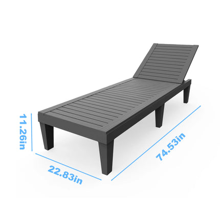 Indoor & Outdoor Plastic Chaise Lounge Chair, Adjustable Backrest Weather Resistant Patio Sun Lounger for Poolside Garden Backyard