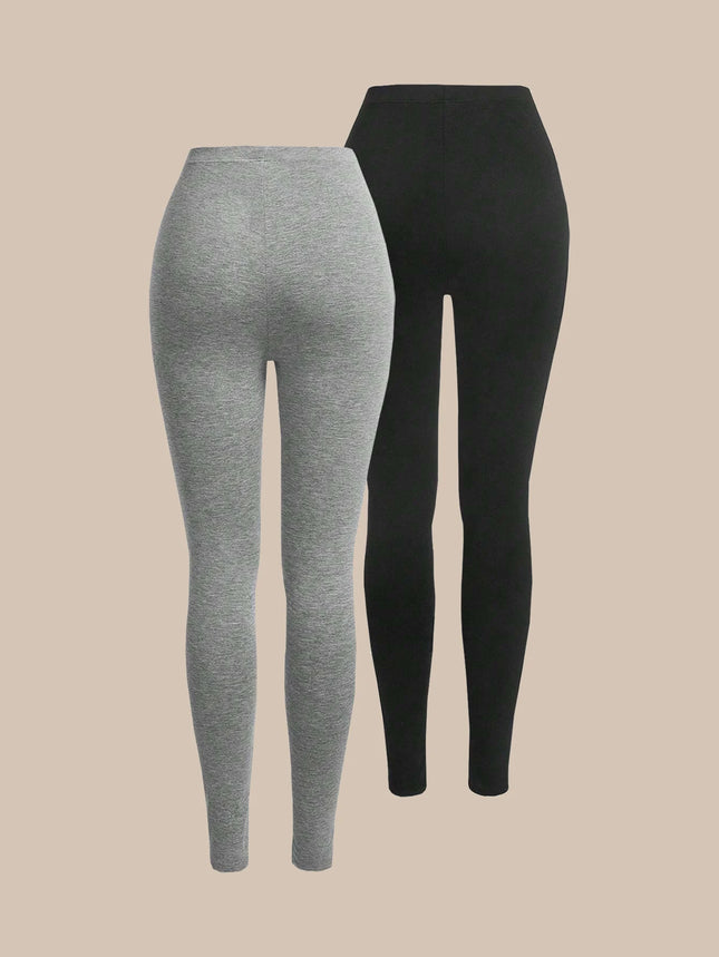Two Piece Women Solid High Waist Leggings Sexy Elastic Waist Casual Yoga Pants at all seasons - product image 2