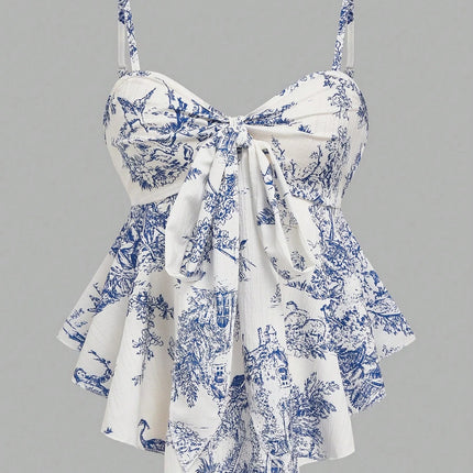 Women's Texture Print Close-Fitting Halter Top Elegant for Vacation Commuting And Daily Wear Single Piece