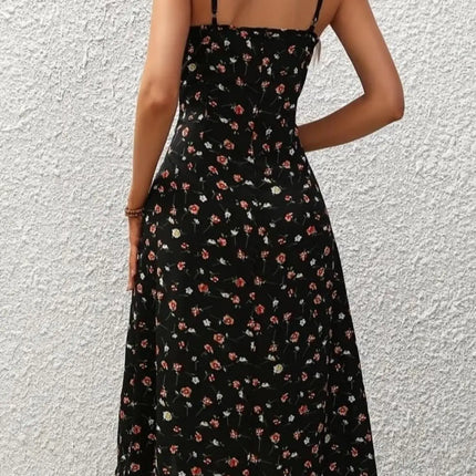 Women's Floral Print Asymmetrical Hem Long Dress Bohemian Style Sleeveless Midi Dress for Daily Wear Beach Vacation
