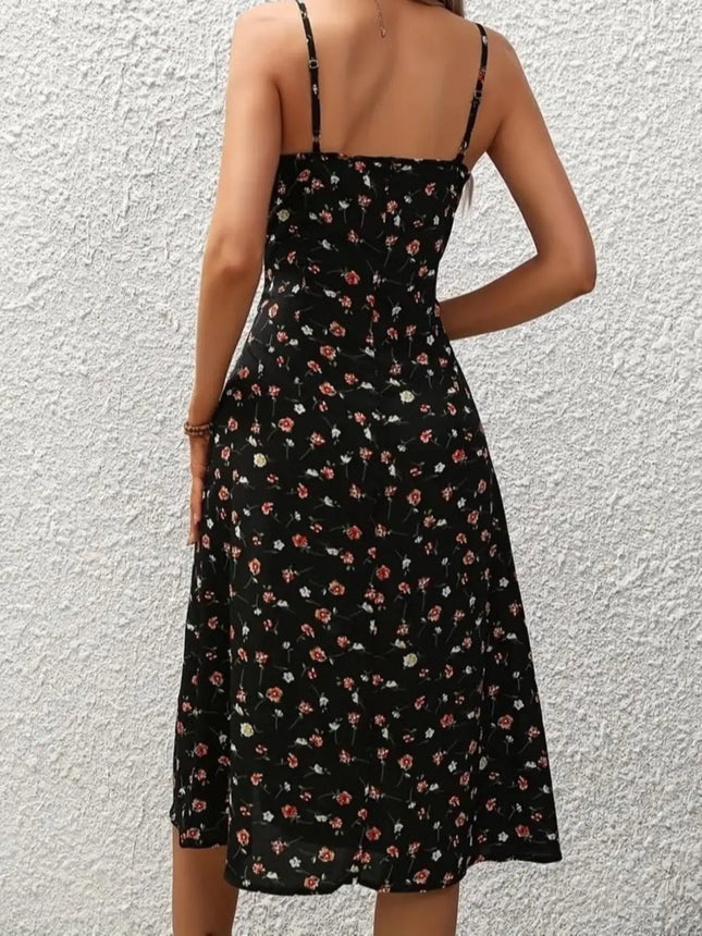 Women's Floral Print Asymmetrical Hem Long Dress Bohemian Style Sleeveless Midi Dress for Daily Wear - product image 2