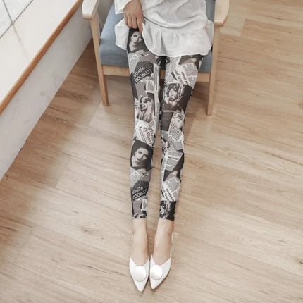 Summer Thin Mesh Fashion Printing Women Leggings Cool Breathable Stretch Lolita Hottie Sexy Slimming Gauze Cropped Pants