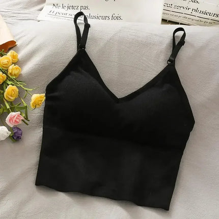 Womens Tops Sexy Tank Top Women Built In Bra Solid Color Camis for Women Crop Top Off Shoulder Sleeveless Camisole 2024 New