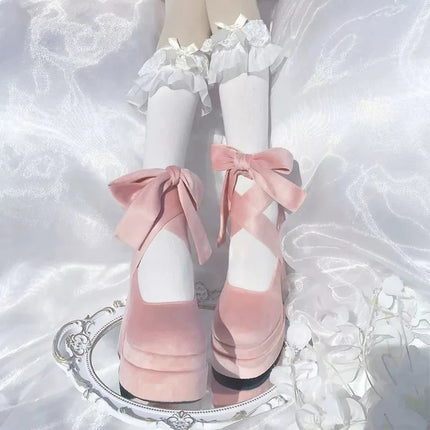 Designer Platform Women Mary Jane Shoes Ladies Fashion Cross-tied Thick High Heels Women's Elegant Dress Pumps Chunky Shoes
