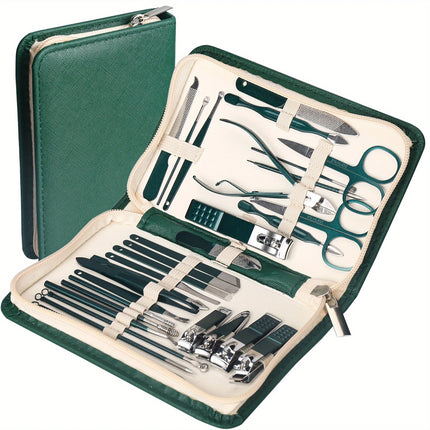 30pcs Luxury Travel Nail Clipper Set Professional Manicure Care Tools Cuticle Nippers Ear Spoons, Nail File Christmas Gift