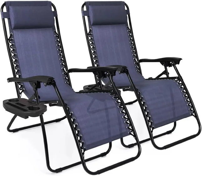 2-Pack of Outdoor Reclining Chairs Zero Gravity Chair Patio Pool Lounge Chairs