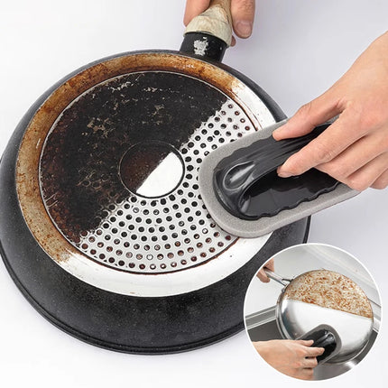 Magic Emery Sponge Brush Wipe Eraser Cleaner Kitchen Bath Rust Strong Decontamination Cleaning Tools With Handle - product im