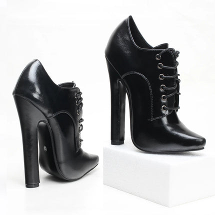 6 Inch High Heel Shoes Lace Up Pointy Toe Unisex Fetishheels Vintage Drag Queen Pump