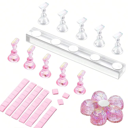 5/30pcs/Set Magnetic Nail Holder False Nail Tip Practice Stand Crystal Base Holder Nail Art Display For Art Salon DIY & Practice