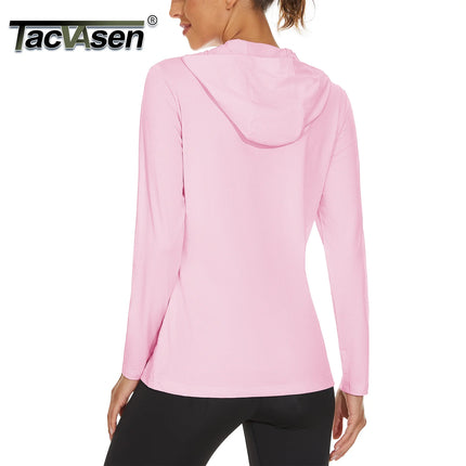 TACVASEN Summer UV/Sun Protection Outdoor Hooded T-shirt Women's Hoodie Shirt UPF 50+ Long Sleeve Fishing Hiking Athletic Shirts