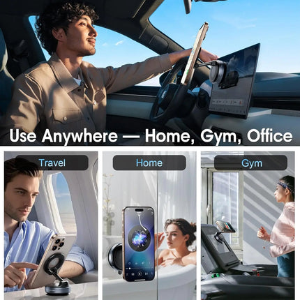 Folding Strong Magnet Magnetic Phone Holder 360° Rotation Desk Car Vacuum Suction Windshield Dashboard Mobile Holder