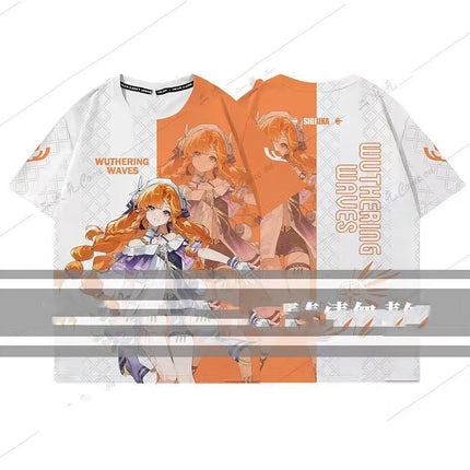 Anime Games Wuthering Waves Hiyuli Cosplay 3D T-shirt Fashion Short Sleeve T shirt Casual Men Women Harajuku Top Summer Clothing