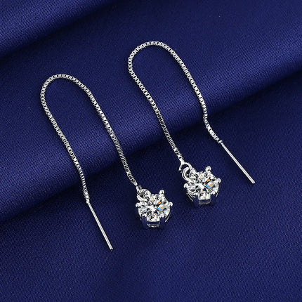 High-quality 925 Sterling Silver Crystal Fashion Circle Hoop Earrings for Woman Wedding Party Gift Street Versatile Jewelry