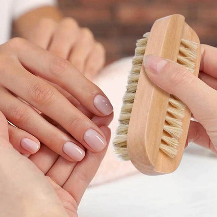 Nail Brush Wooden Reusable Boar Bristles Manicure Double-Sided Nail Cleaning Brush for Women Men Adults Elderly Teens Home