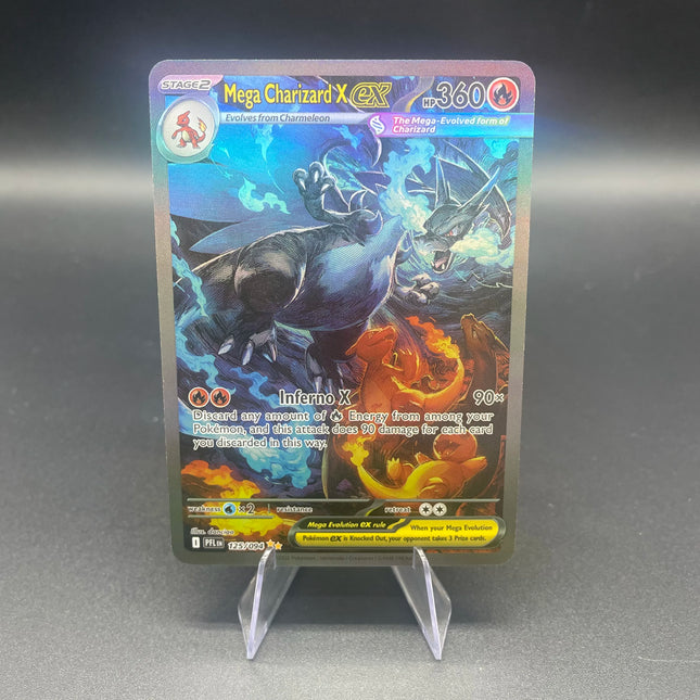 1PCS DIY Self-made PTCG Mega Charizard X Japanese Version And English Version Refractive Color Flash Game Collection Card