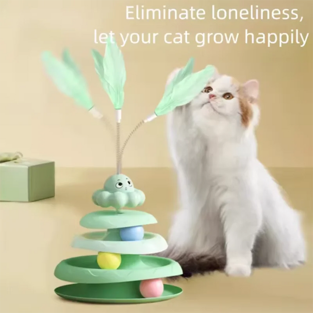 Pet Three-layer ball cat Turntable Octopus-shaped teasing cat stick to relieve boredom toys Fun Puzzle - product image 2