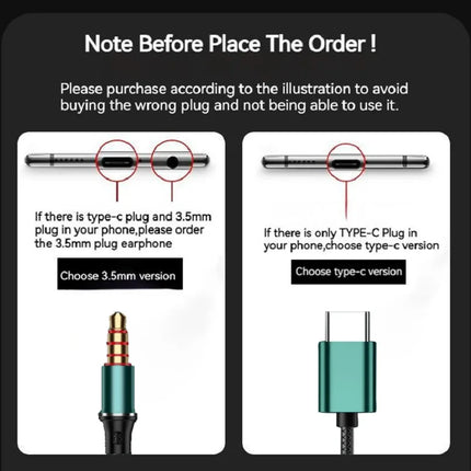 USB-C&3.5mm Headphones HiFi Bass Stereo Volume Control Headset In HD Mic Wired Earbuds For IPhone15-17/Samsung - product imag