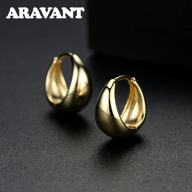ARAVANT 925 Silver 14mm 18K Gold Egg Hoop Earring For Women Fashion Jewelry - product image 6