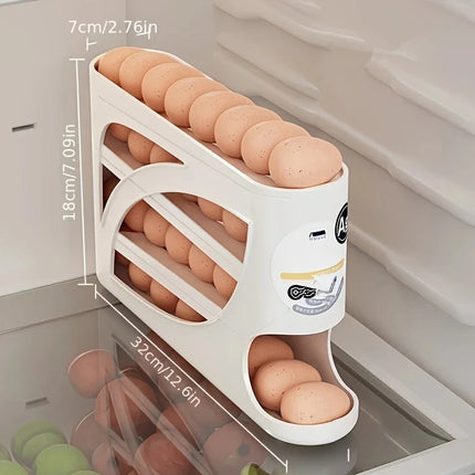 3-Tier Rolling Egg Storage Container For Refrigerator Holds 24 Eggs Organizer Rack Large Capacity Kitchen & Fridge - product