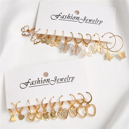 YOBEST Big Gold and Silver Color Heart Earrings for Women, Butterfly Dangle Earring Set, Female Jewelry Gifts, New Fashion, 2025