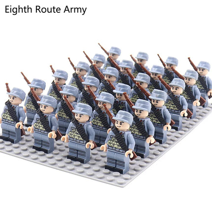 WW2 24pcs/Lot Military Soldiers Building Blocks Set Weapons Soviet US UK China France Army Action Figures Bricks Toys Kids Gifts