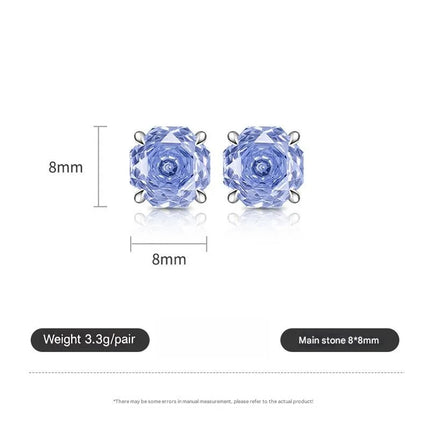925 Sterling Silver Stylish Octagon Crystal Zircon Millennium Rose Cut Earrings Birthday Anniversary Wedding Party Gift