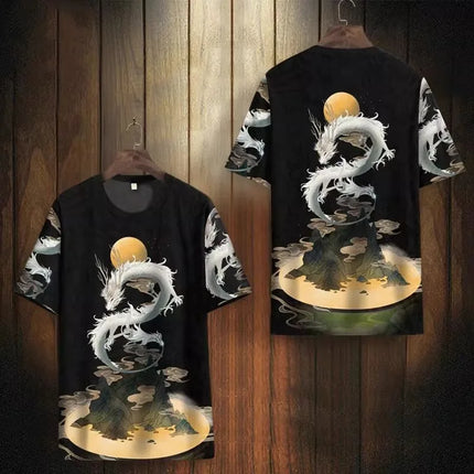 New Chinese Style T-Shirts Dragon Totem 3D Print Men Women Tees Short Sleeve Round Neck T Shirt Harajuku Y2K Tops Men's Clothing