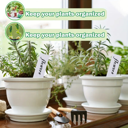 1‌00pcs/4 Inch Plastic Plant Labels with Permanent Pen - Outdoor Garden Seedling Markers