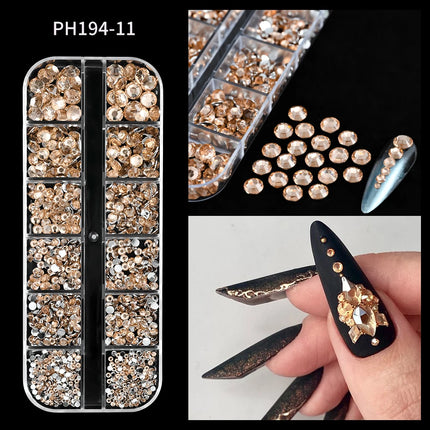 12Grids Mini Caviar Beads Nail Art Decorations Metal Gold/Silver Micro Ball Nail Charms Magnetic Pen 0.5~3mm Ball Nail Jewelry