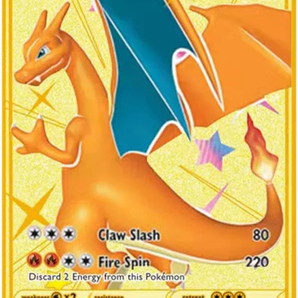 English Version Pokemon Metal Card Anime Figure Pikachu Charizard Mewtwo Battle Trading Game Collection Cards Model Toy Gifts