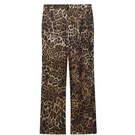 HXAO Leopard Pants Sets 2 Piece Set Vintage Long Blazer Jacket Two Piece Set Autumn Formal Women Pants Suit Belt Women's Set