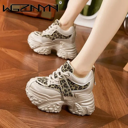 10CM New Microfiber Leather Rhinestone Bling Daddy Tide Breathable Platform Fashion Comfy 2025 High Brand Autumn Spring Shoes