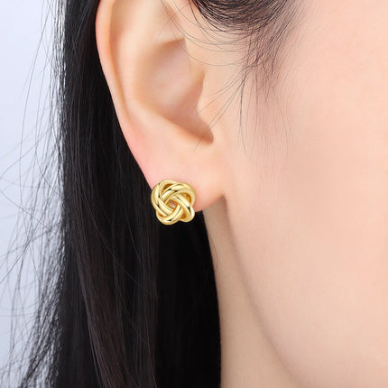 Orstarry S925 Sterling Silver 18k Gold Classic Knot Stud Earrings For Lady S925 Jewelry Party Anniversary Trendy Gifts