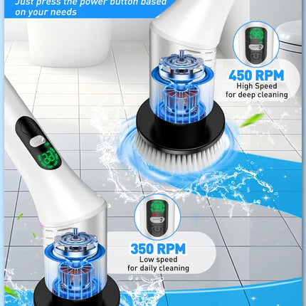 Electric cleaning brush, waterproof long-handle, multi-functional household floor brush, electric brush, floor scrubber