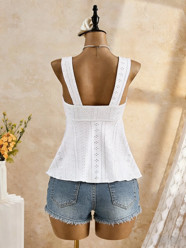Women Sweetheart Neck Drawstring Ruched Peplum Cami Top Polka Dot Print Sleeveless Casual Camisole Outfit - product image 2